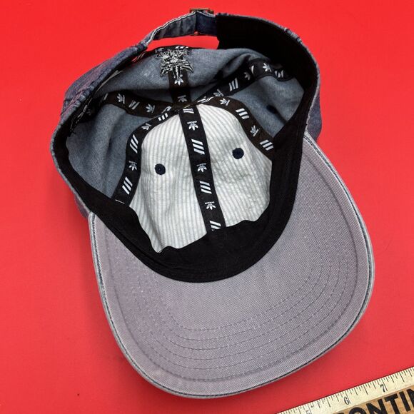 Adidas Trefoil Logo Retro Floppy Hat Baseball Cap Acid Wash Blue Denim Strapback - Picture 4 of 5